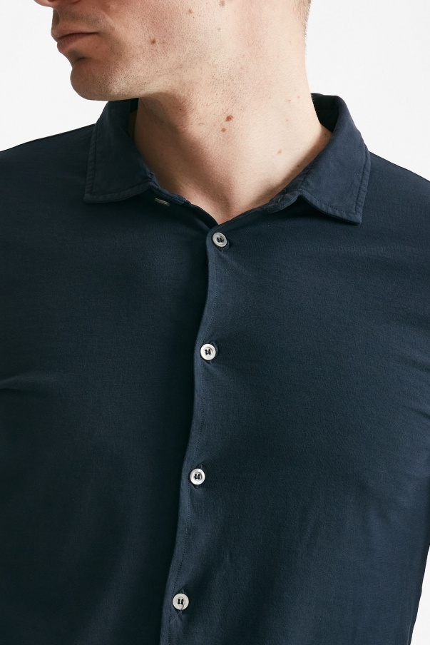 Polo camicia in cotone blu