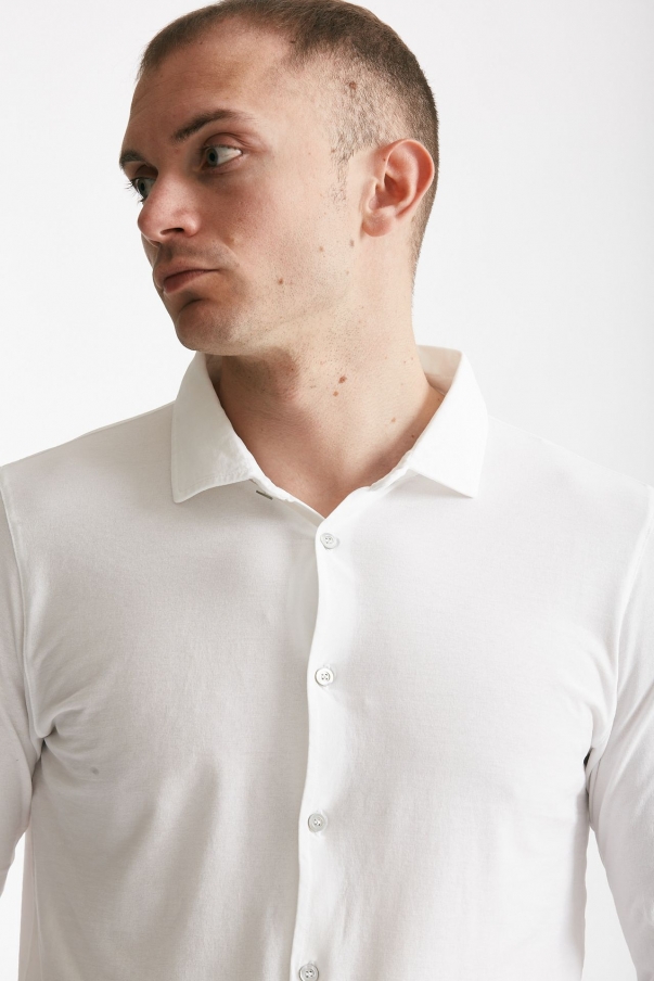 Polo camicia in cotone bianco