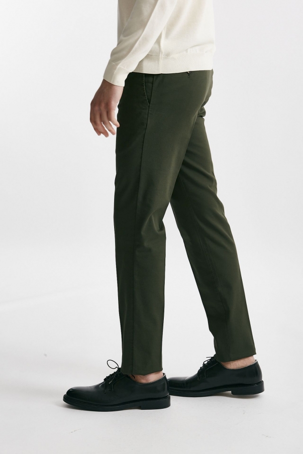 Pantalone in cotone lavato stretch SLIM FIT verdone