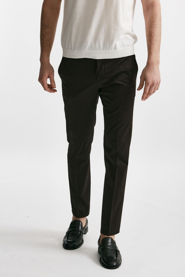 Pantalone in cotone raso stretch EDGE- DIECI marrone