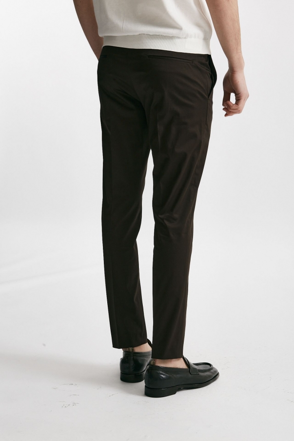 Pantalone in cotone raso stretch EDGE- DIECI marrone