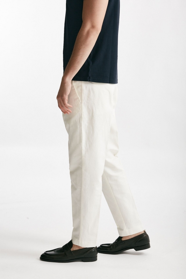 Pantalone EDGE-REBEL in cotone e lino bianco