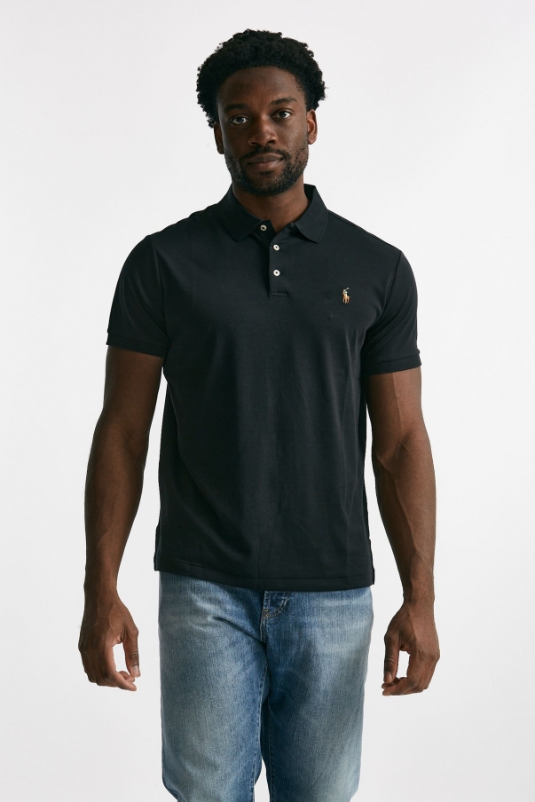 Polo in cotone Custom Slim-Fit nero