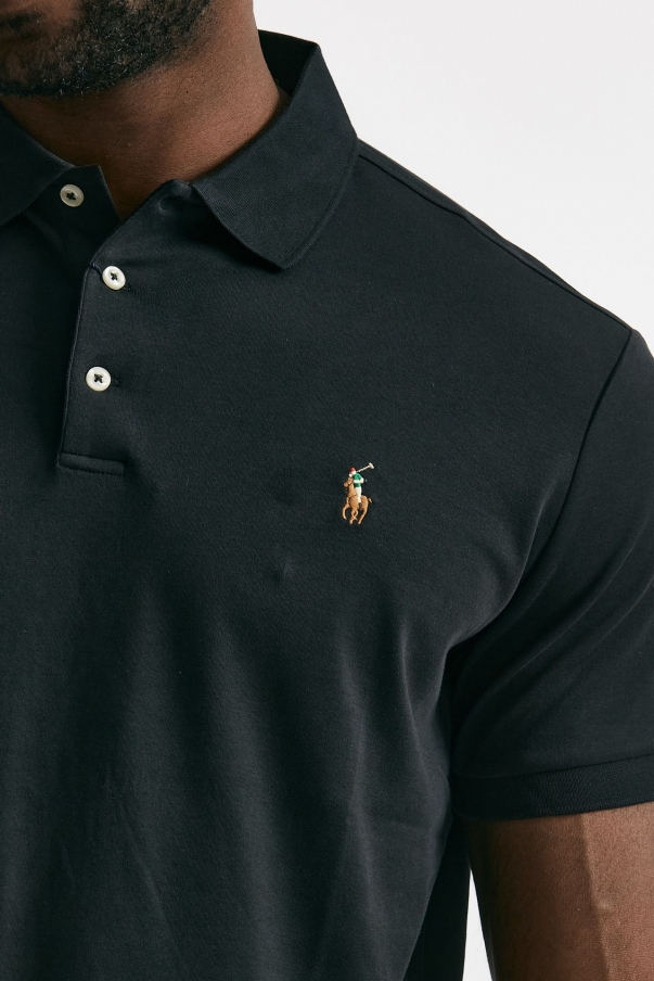 Polo in cotone Custom Slim-Fit nero