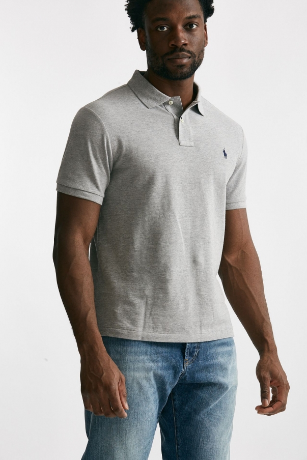 Polo in cotone Slim-Fit grigio