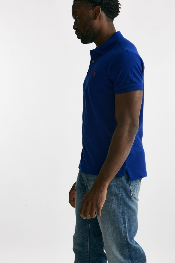 Polo in cotone Slim-Fit blu elettrico