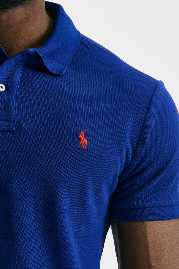Polo in cotone Slim-Fit blu elettrico