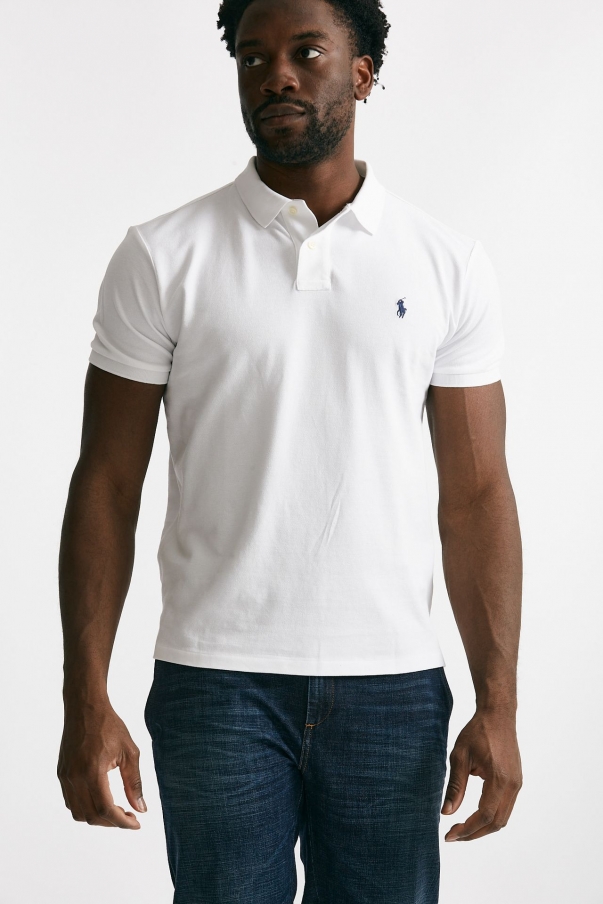 Polo in cotone piquet bianco