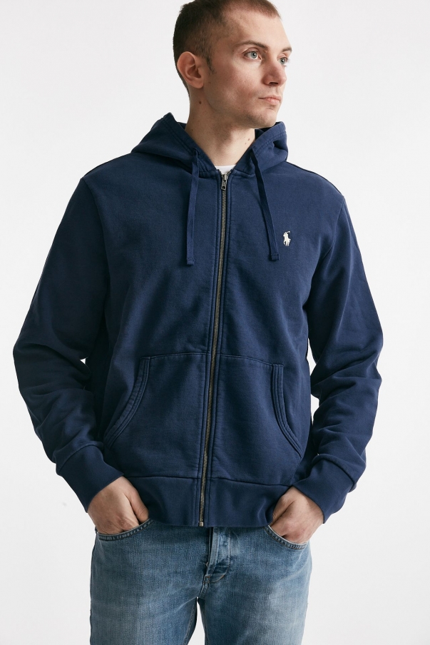 Felpa cappuccio in cotone lavato blu