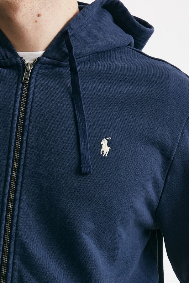 Felpa cappuccio in cotone lavato blu