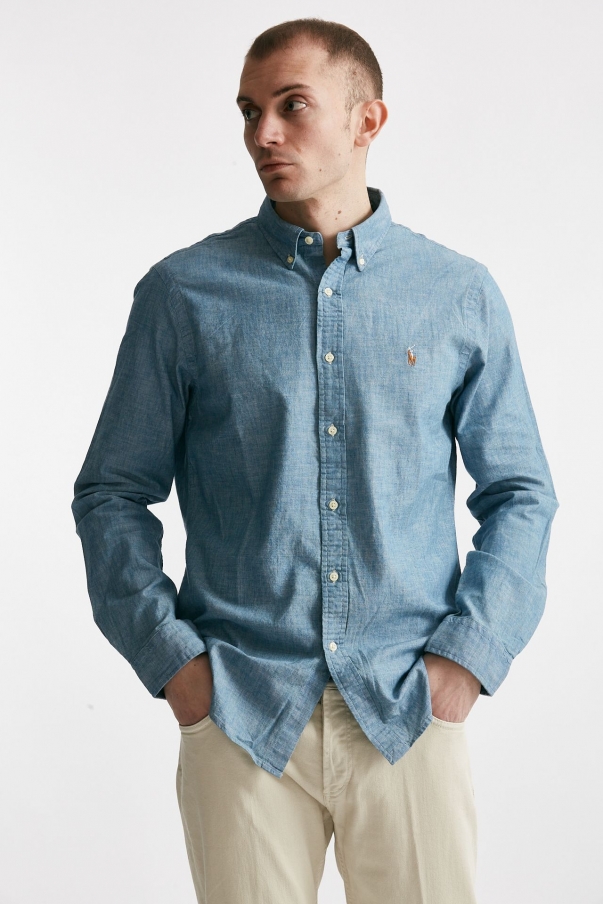 Camicia in cotone chambray denim