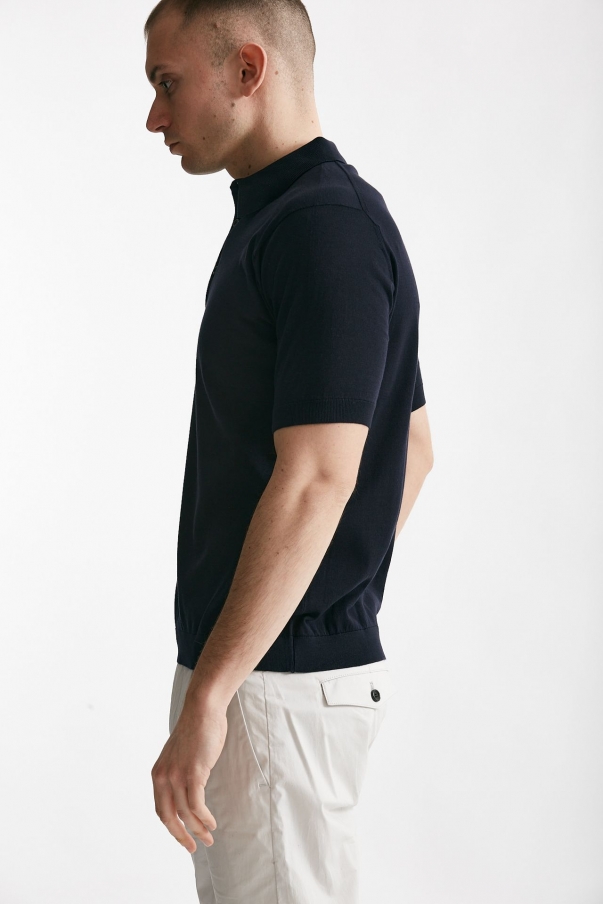 Polo REID in cotone sea island blu 