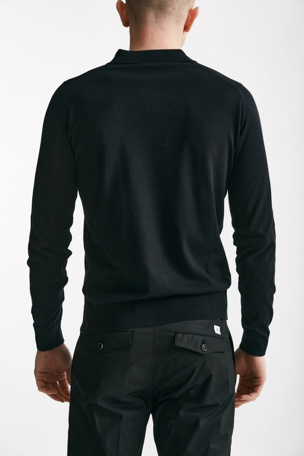 Polo BRADWELL in cotone sea island nero 