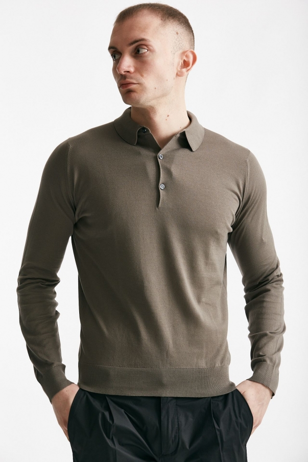Polo BRADWELL in cotone sea island fango 