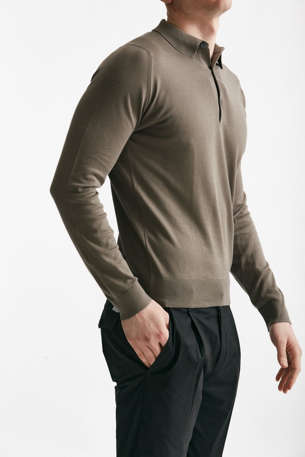Polo BRADWELL in cotone sea island fango 