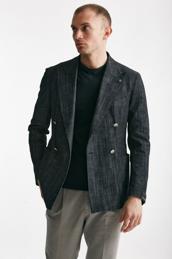 Giacca doppiopetto MONTECARLO in denim nero