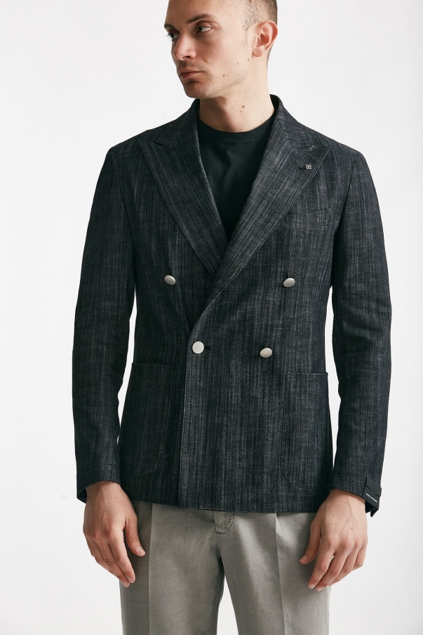 Giacca doppiopetto MONTECARLO in denim nero