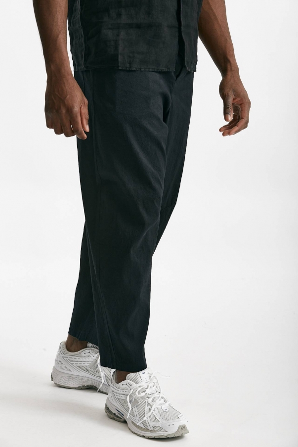Pantalone in lino cotone e poliestere nero