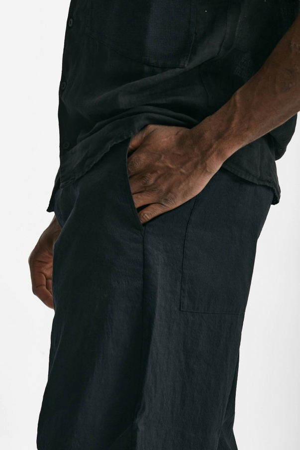 Pantalone in lino cotone e poliestere nero