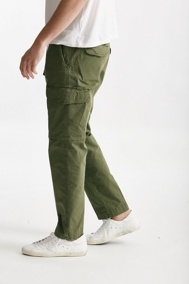 Pantalone cargo in cotone ripstop stretch verde