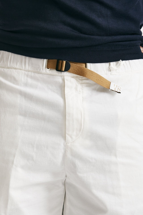 Bermuda in cotone e lino stretch bianco