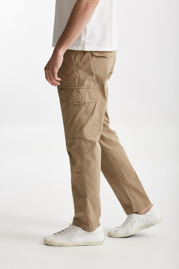 Pantalone cargo in cotone ripstop stretch cammello