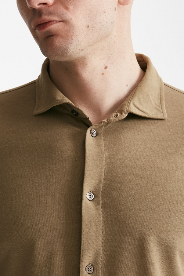 Polo camicia in cotone Icecotton cammello 