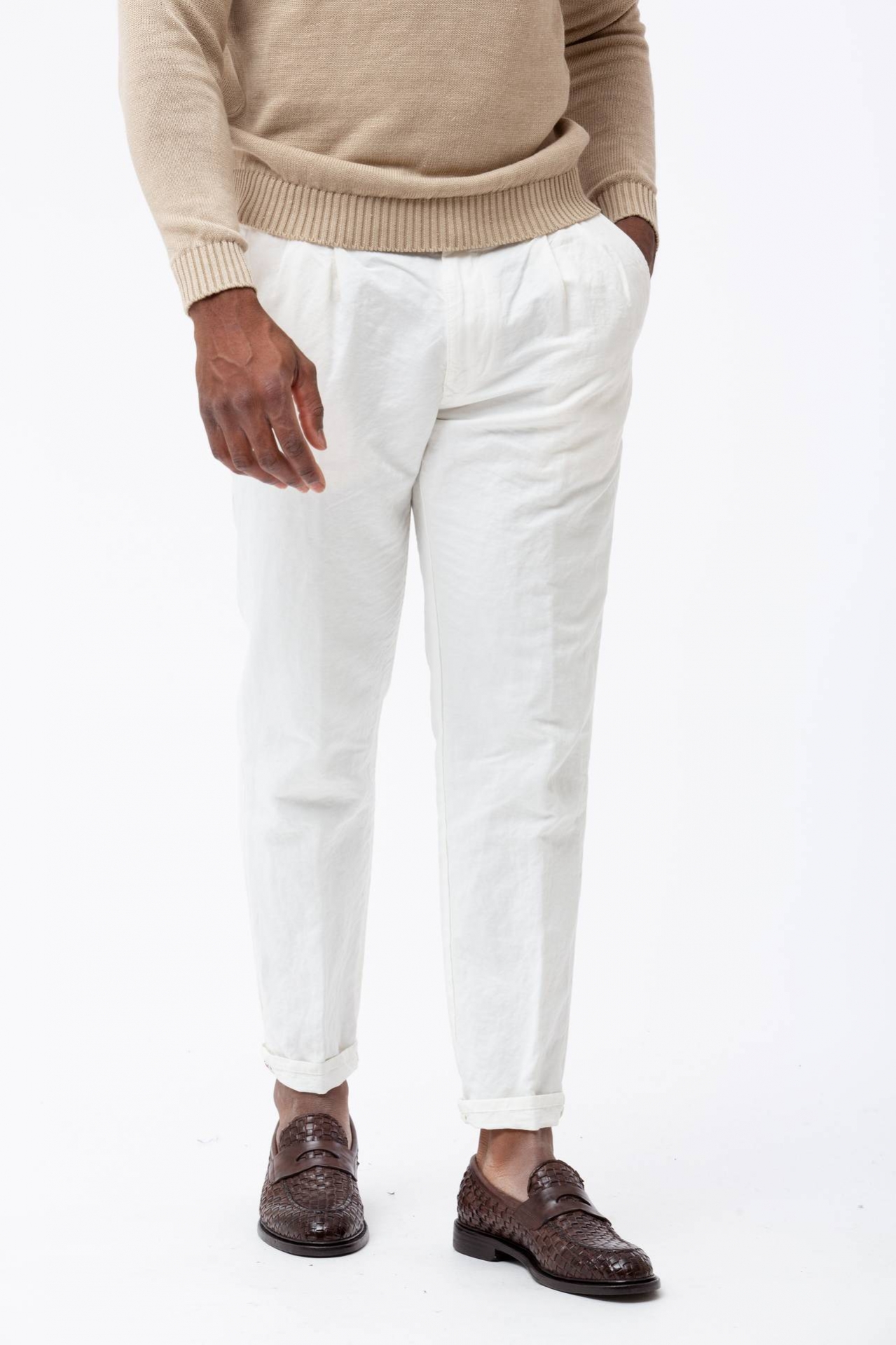 Pantalone in cotone e lino