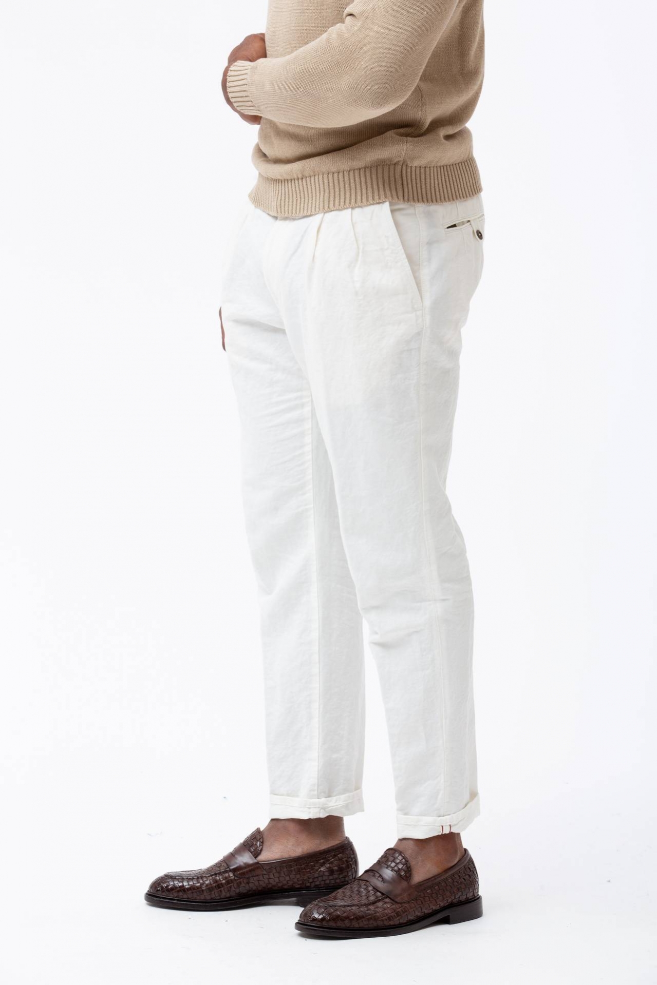 Pantalone in cotone e lino 