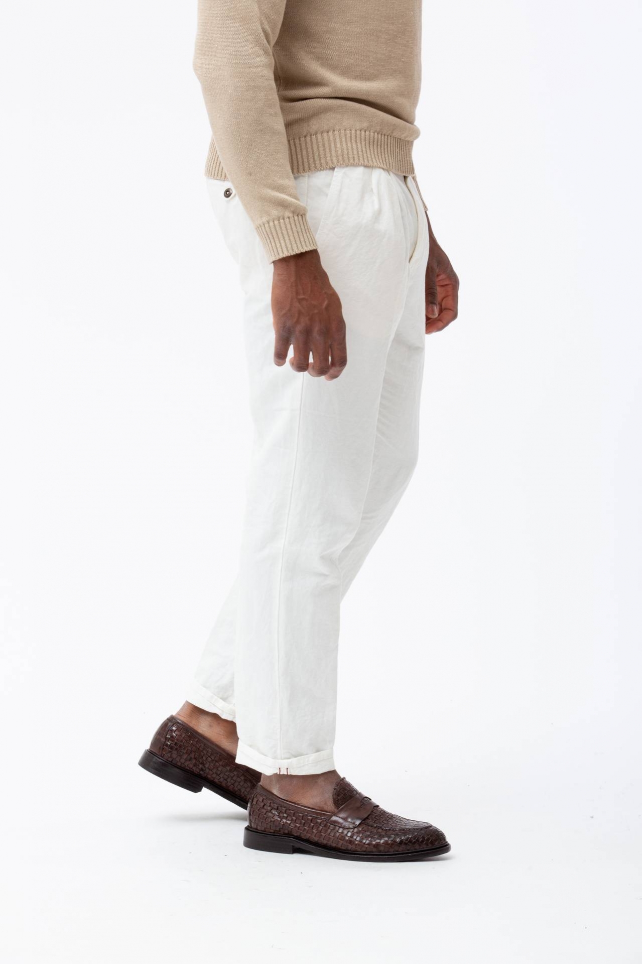 Pantalone in cotone e lino 