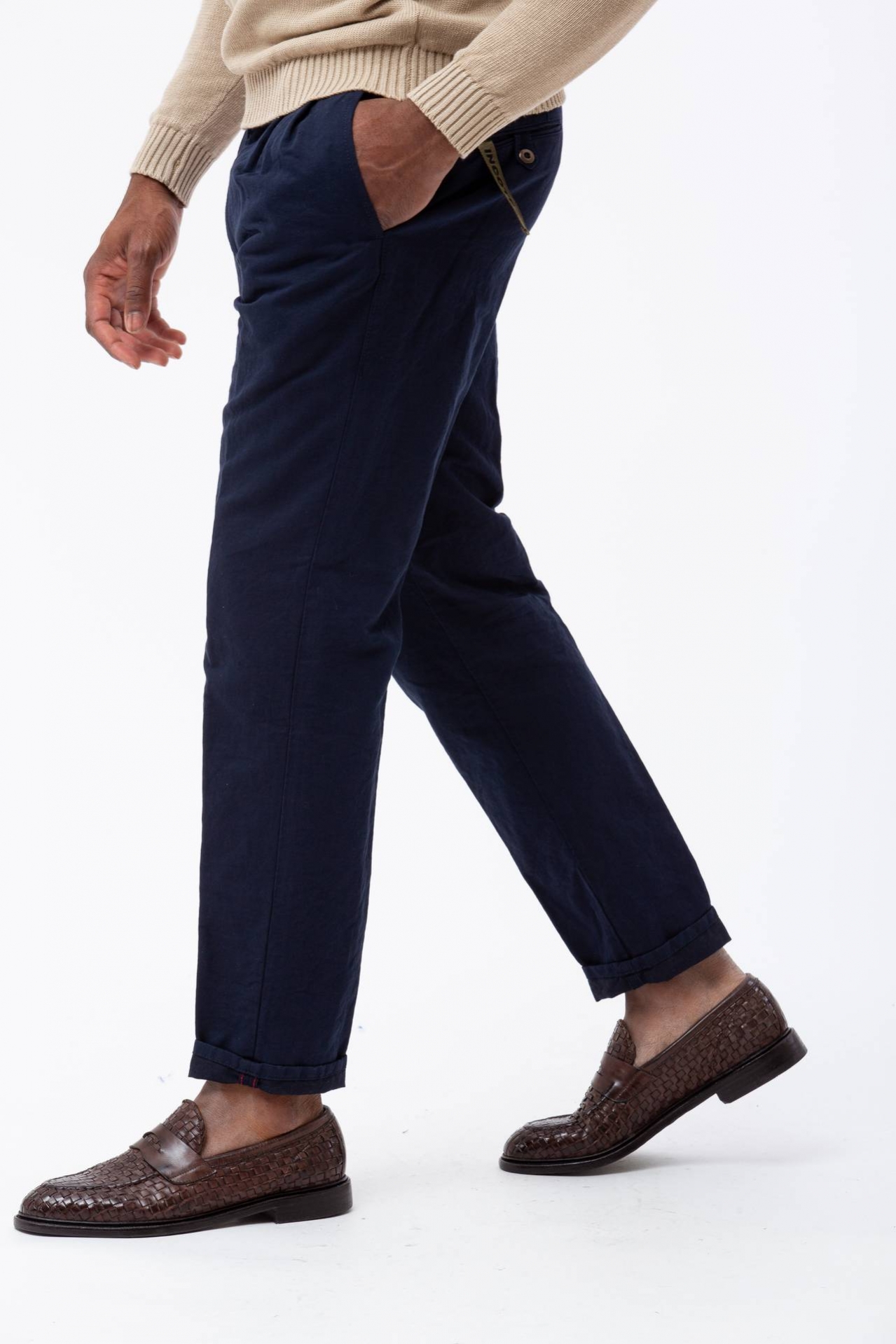 Pantalone in cotone e lino 