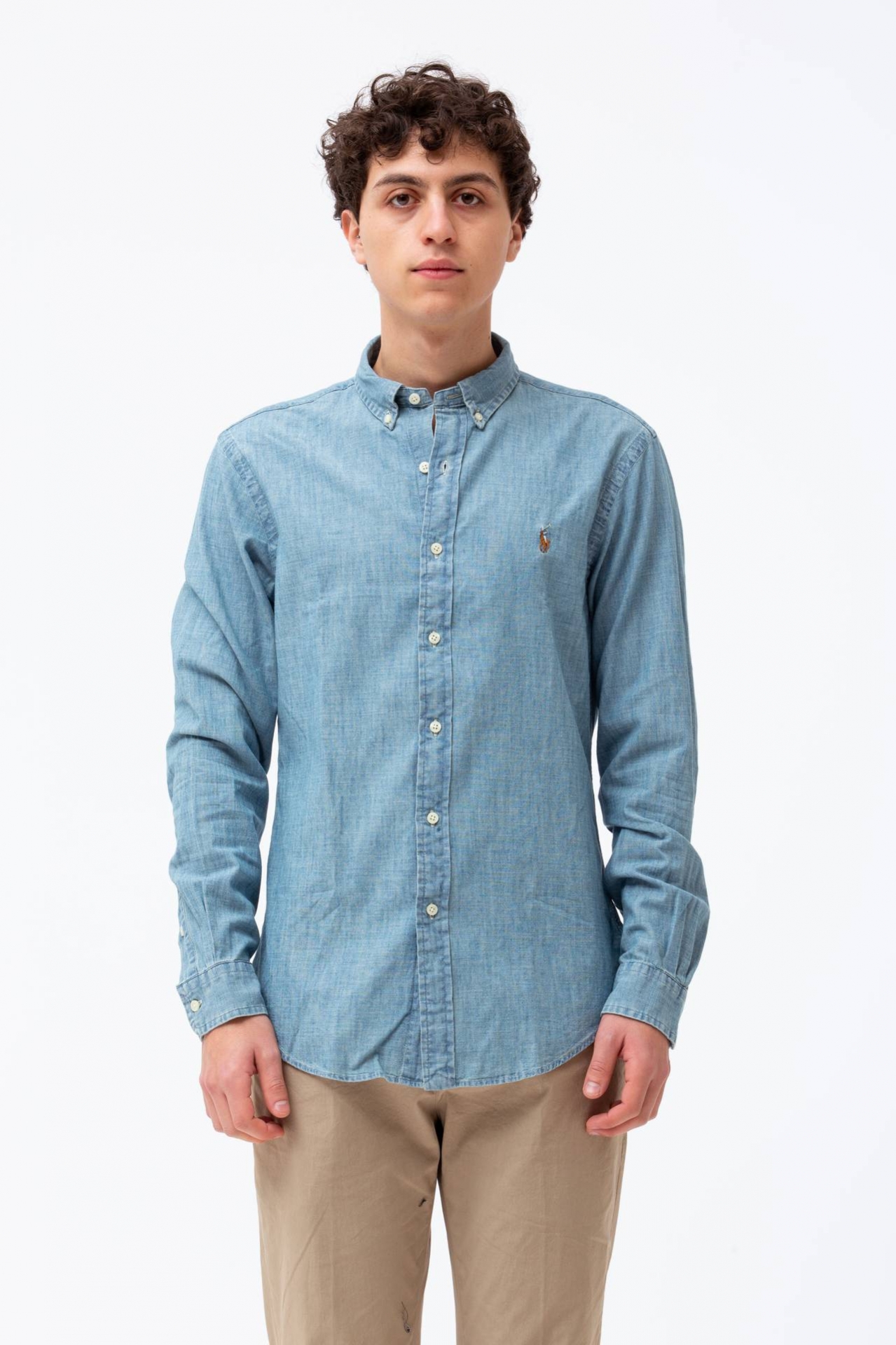 Camicia in cotone chambray