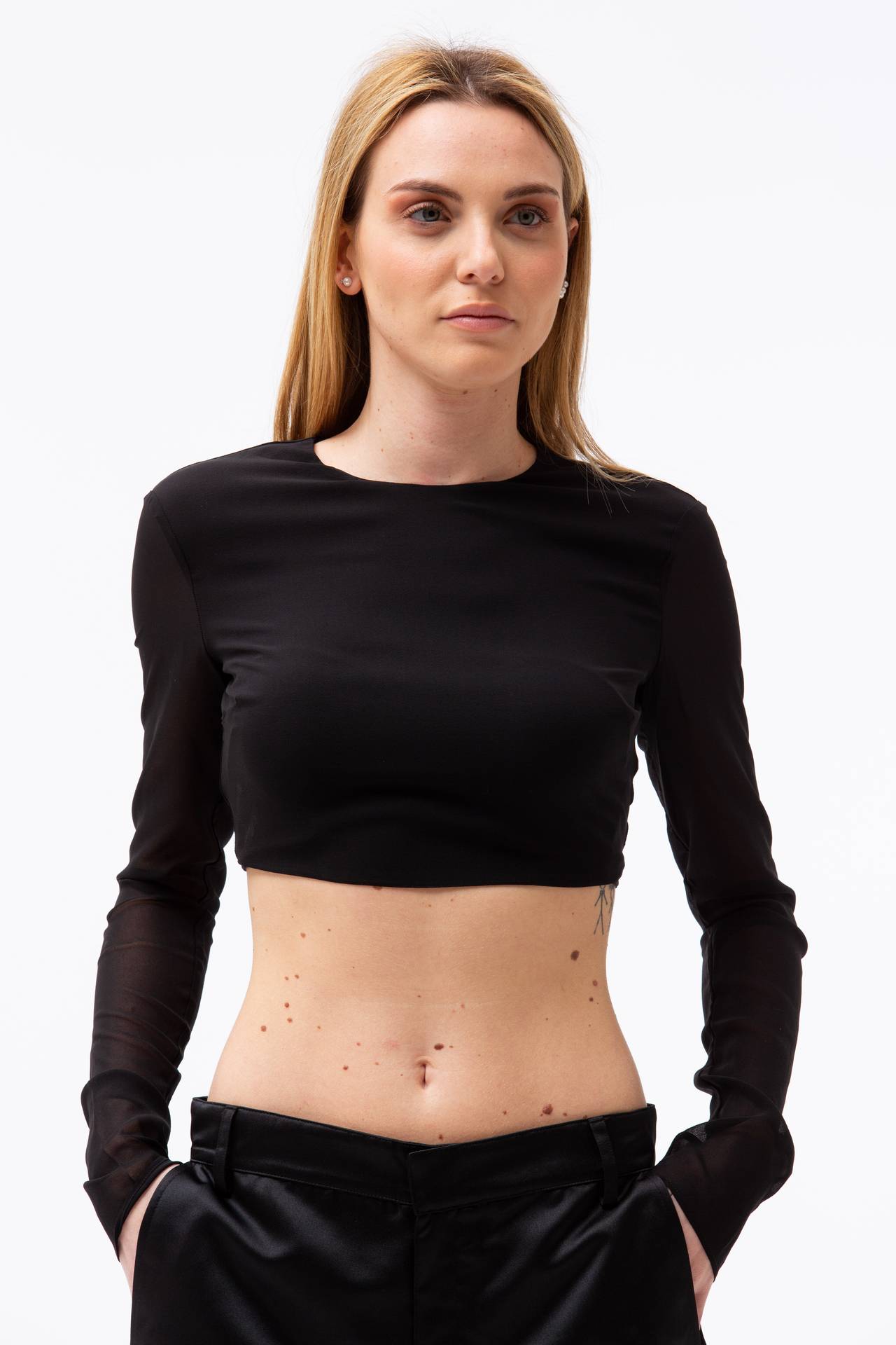 Crop top in seta