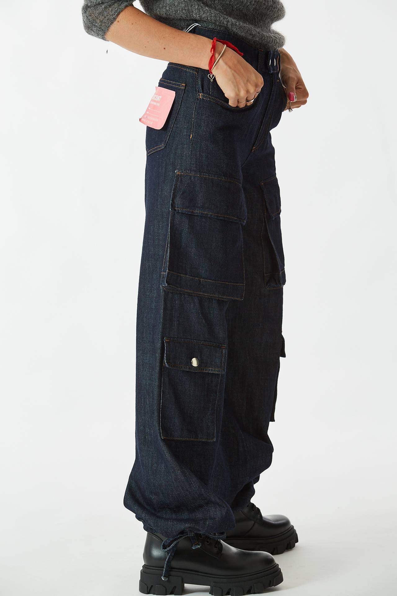 Jeans cargo DUCENT denim scuro 