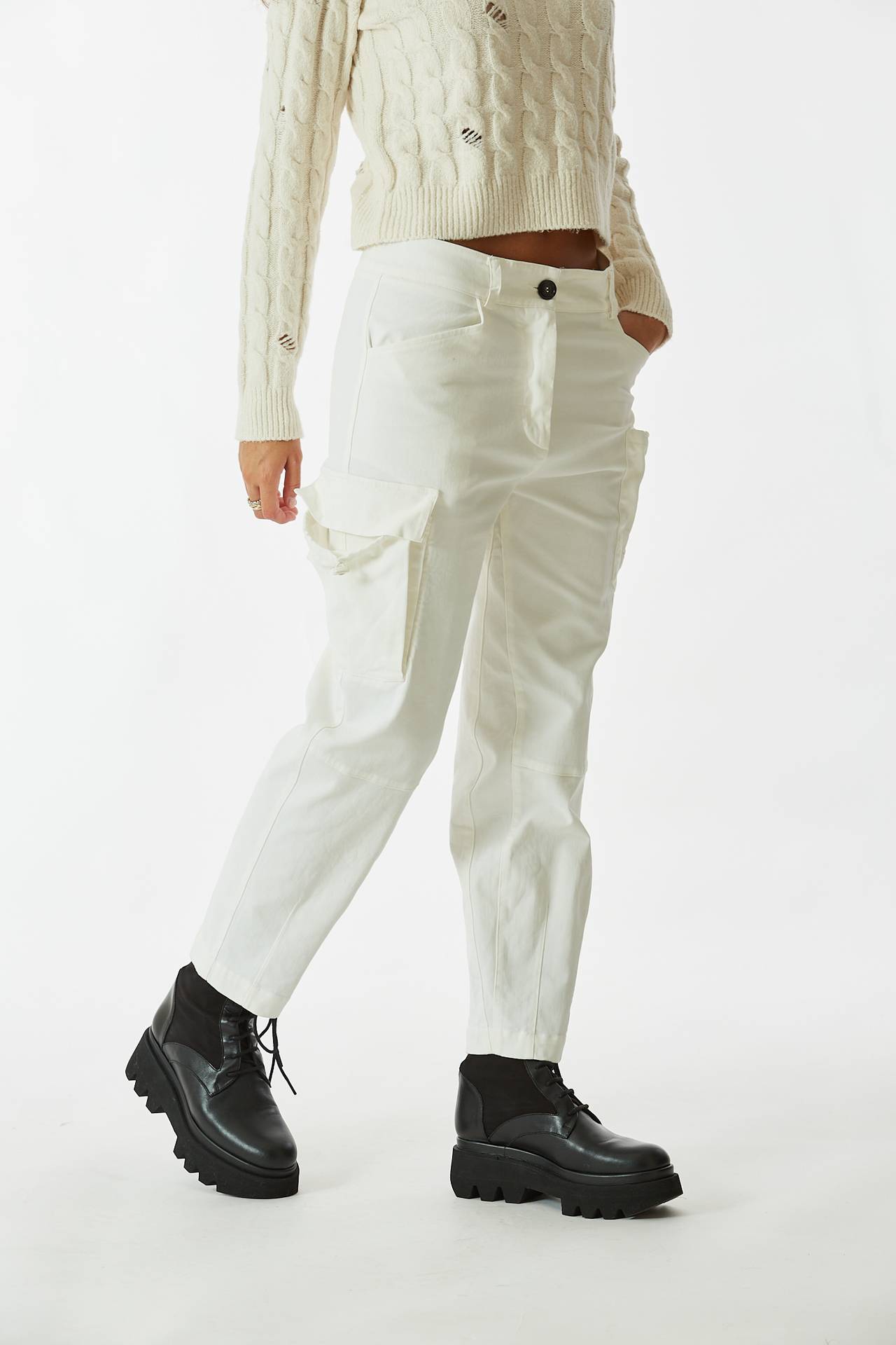 Pantalone cargo bianco