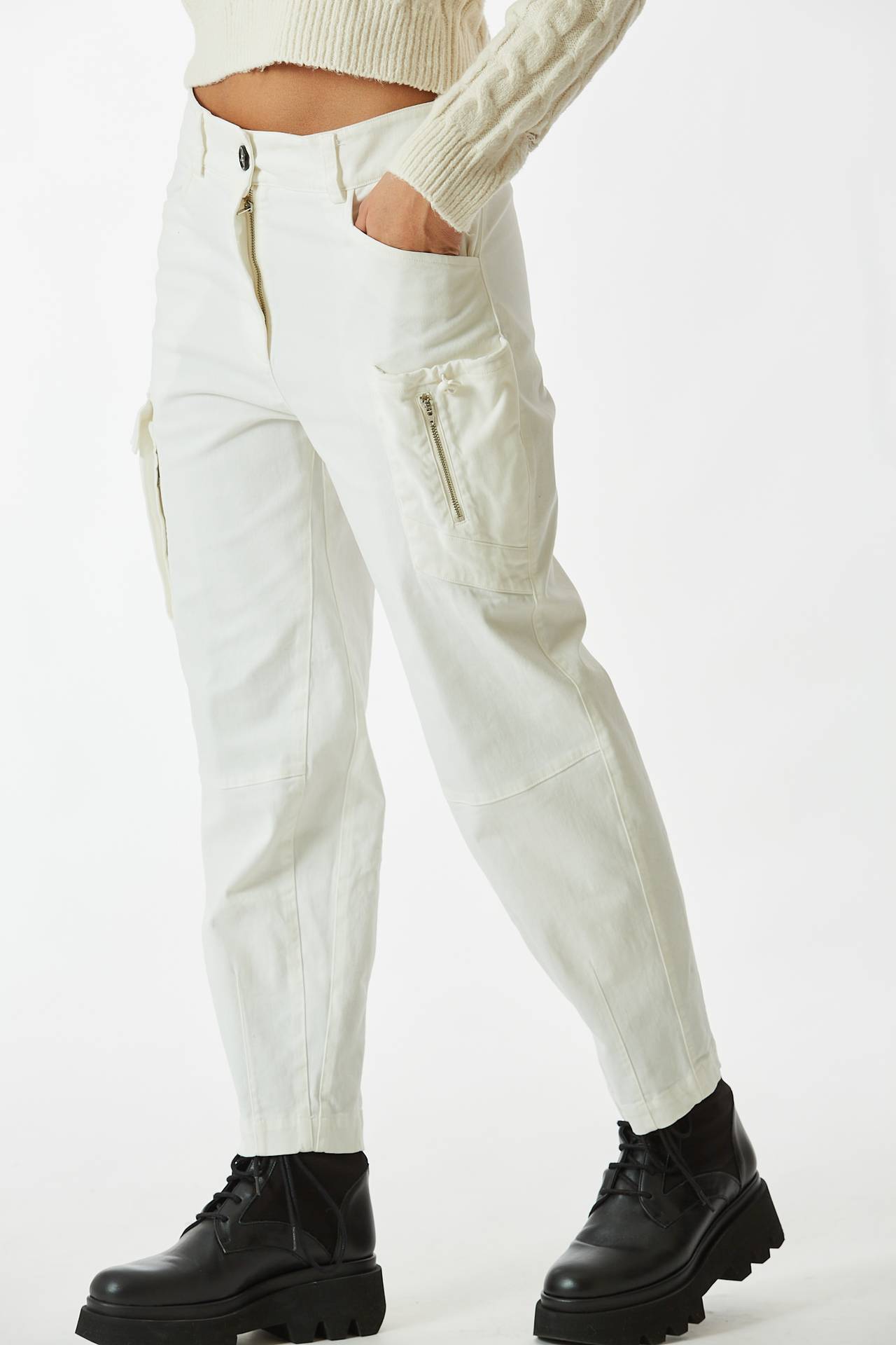 Pantalone cargo bianco