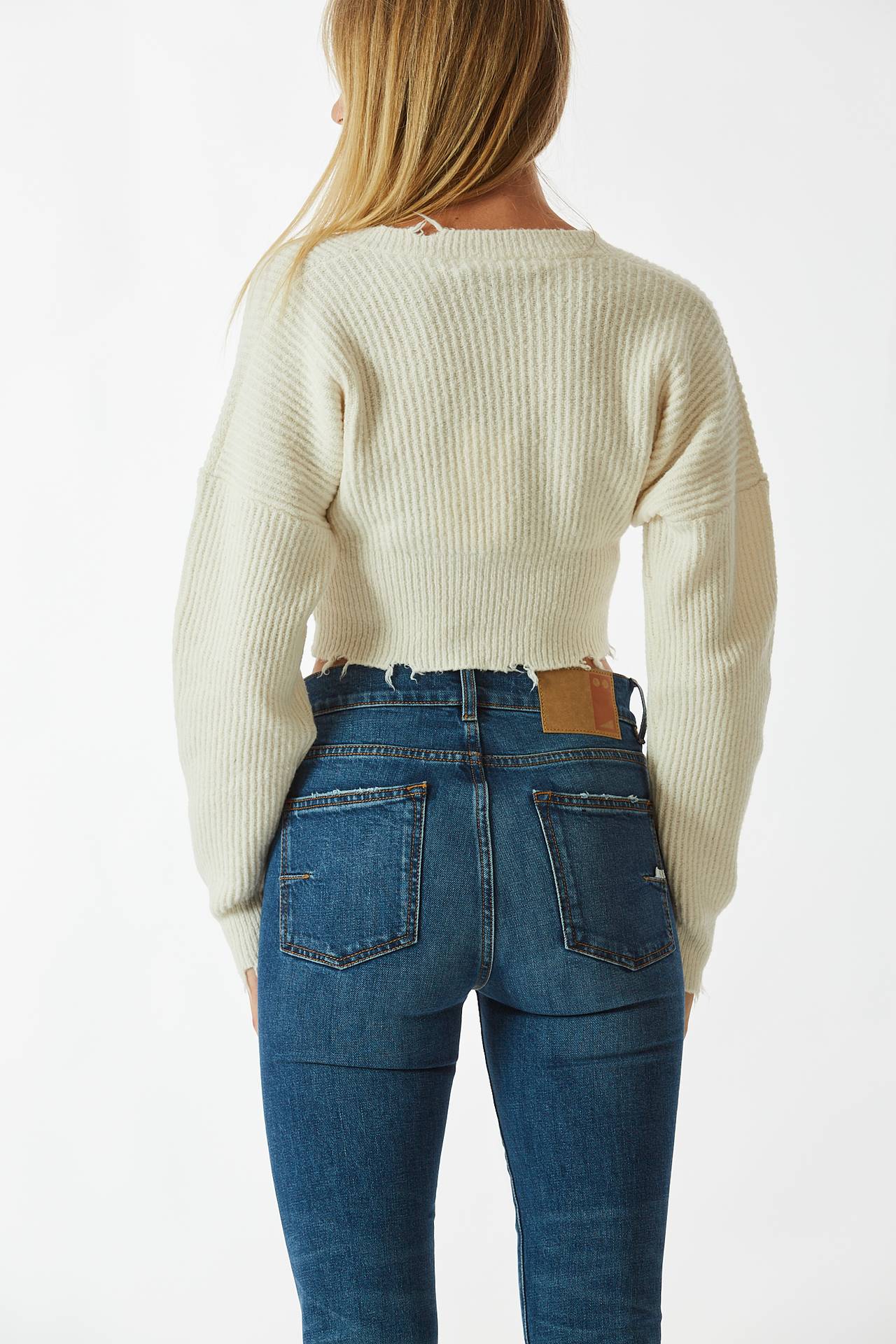 Maglia crop panna