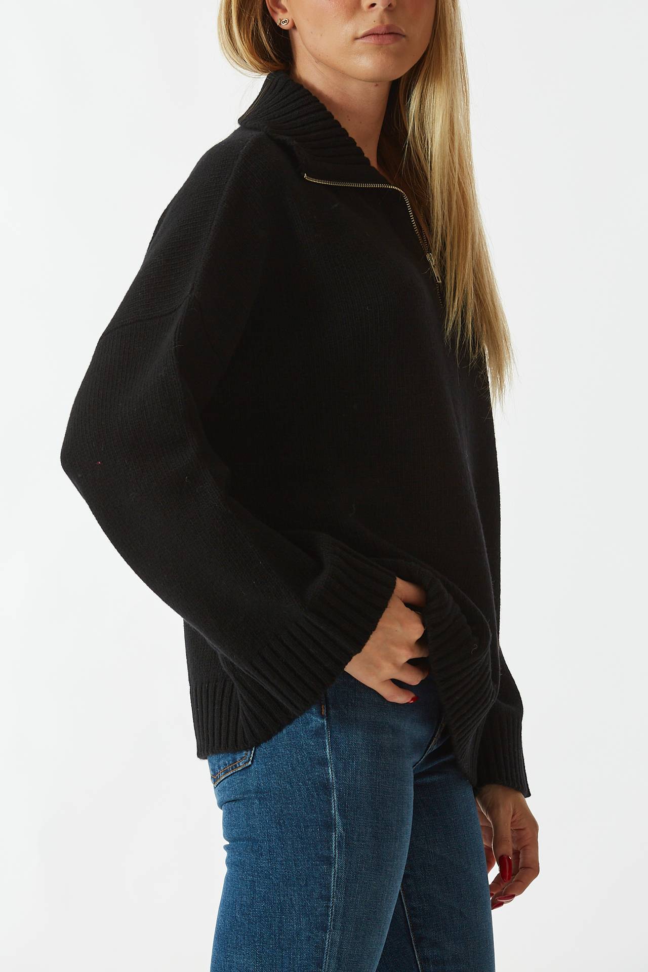 Maglia over collo alto nero