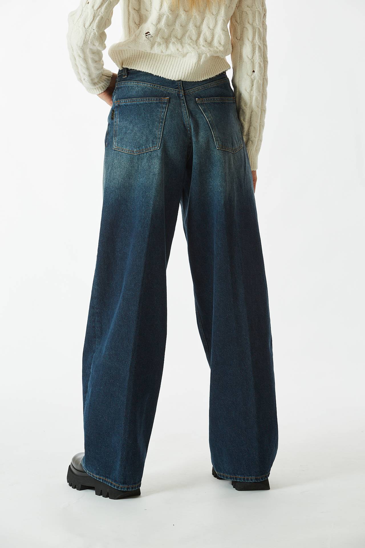 Jeans wide leg BATHANY denim scuro