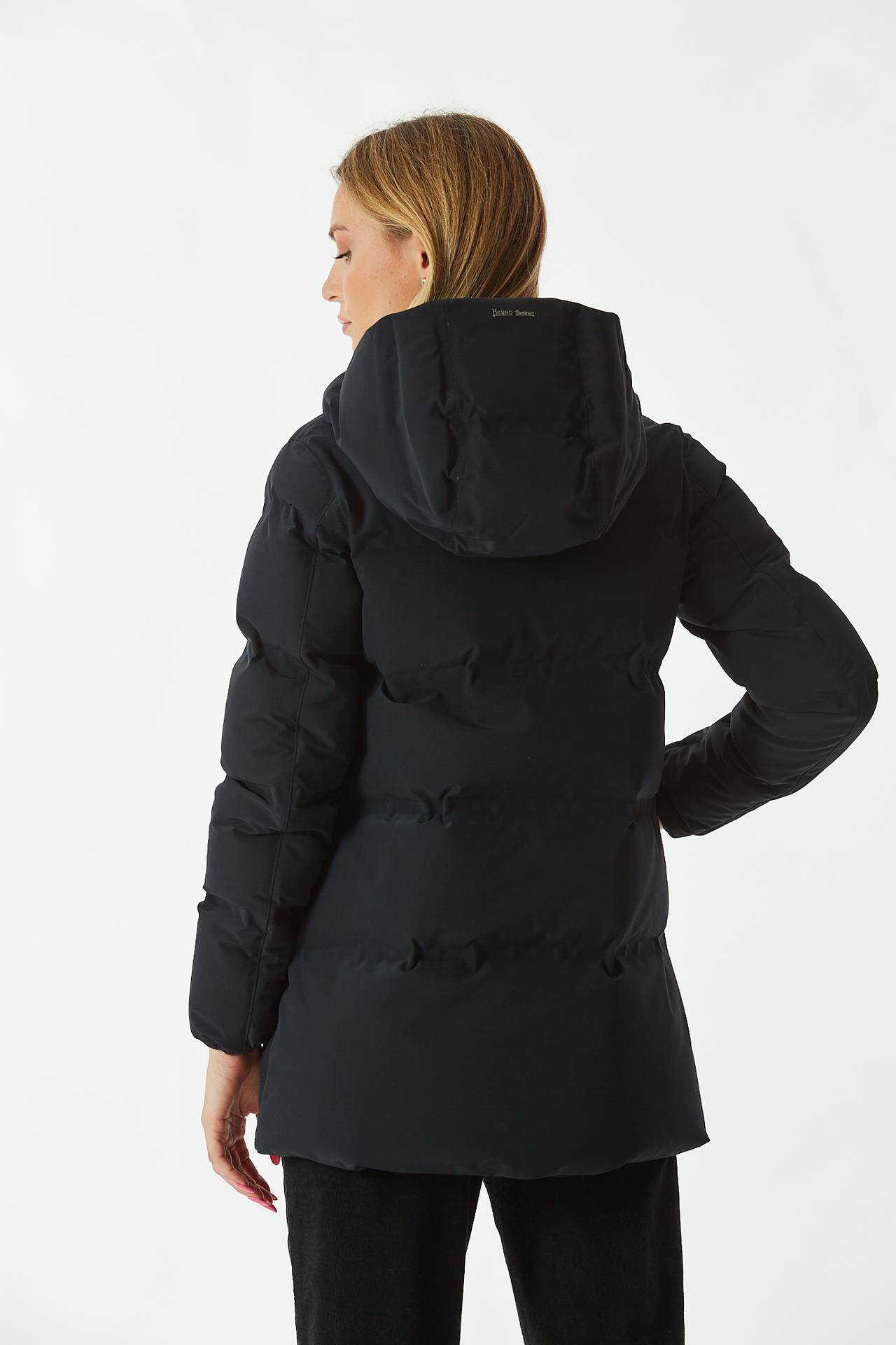 Piumino midi nero opaco