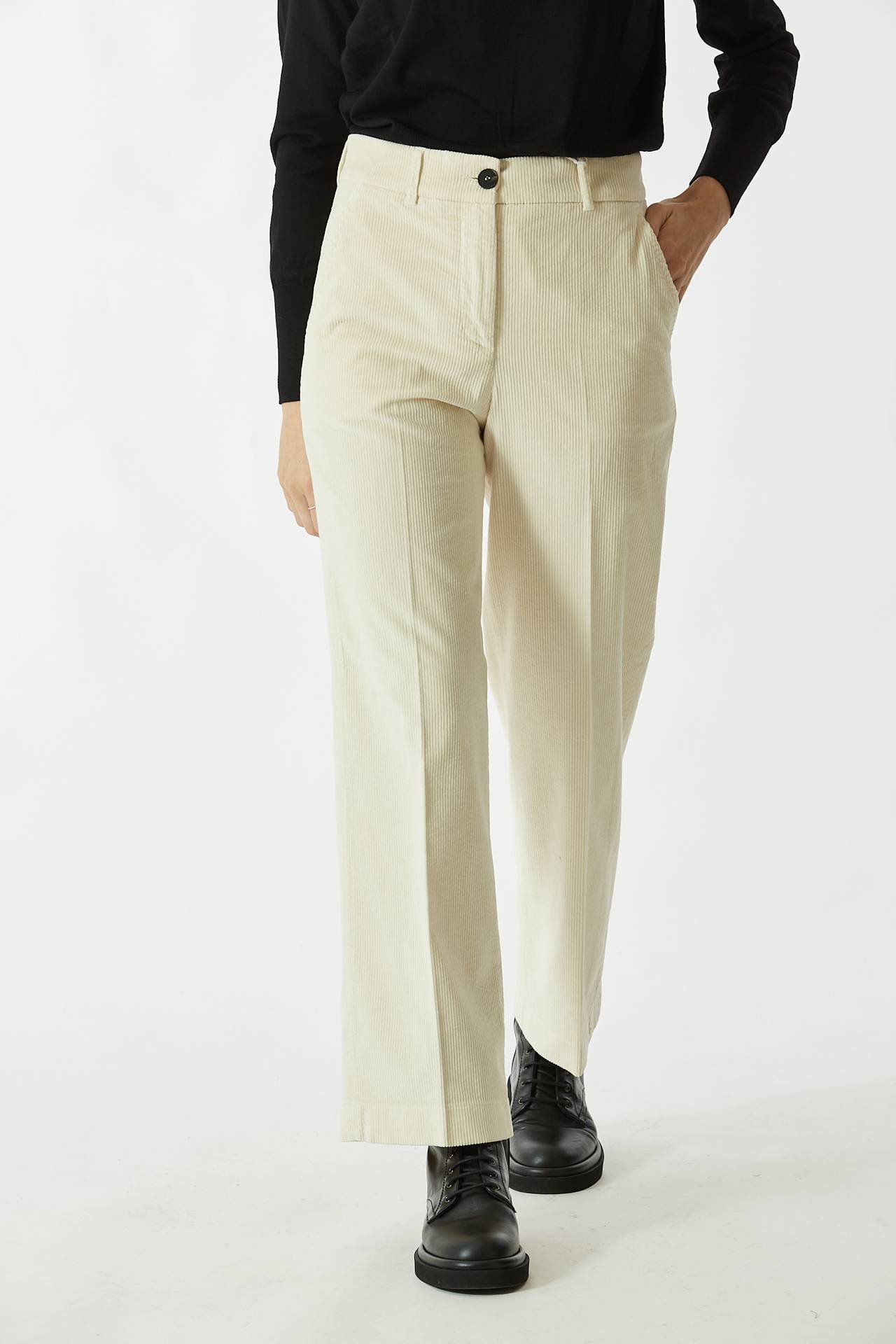 Pantalone DASHA in velluto panna