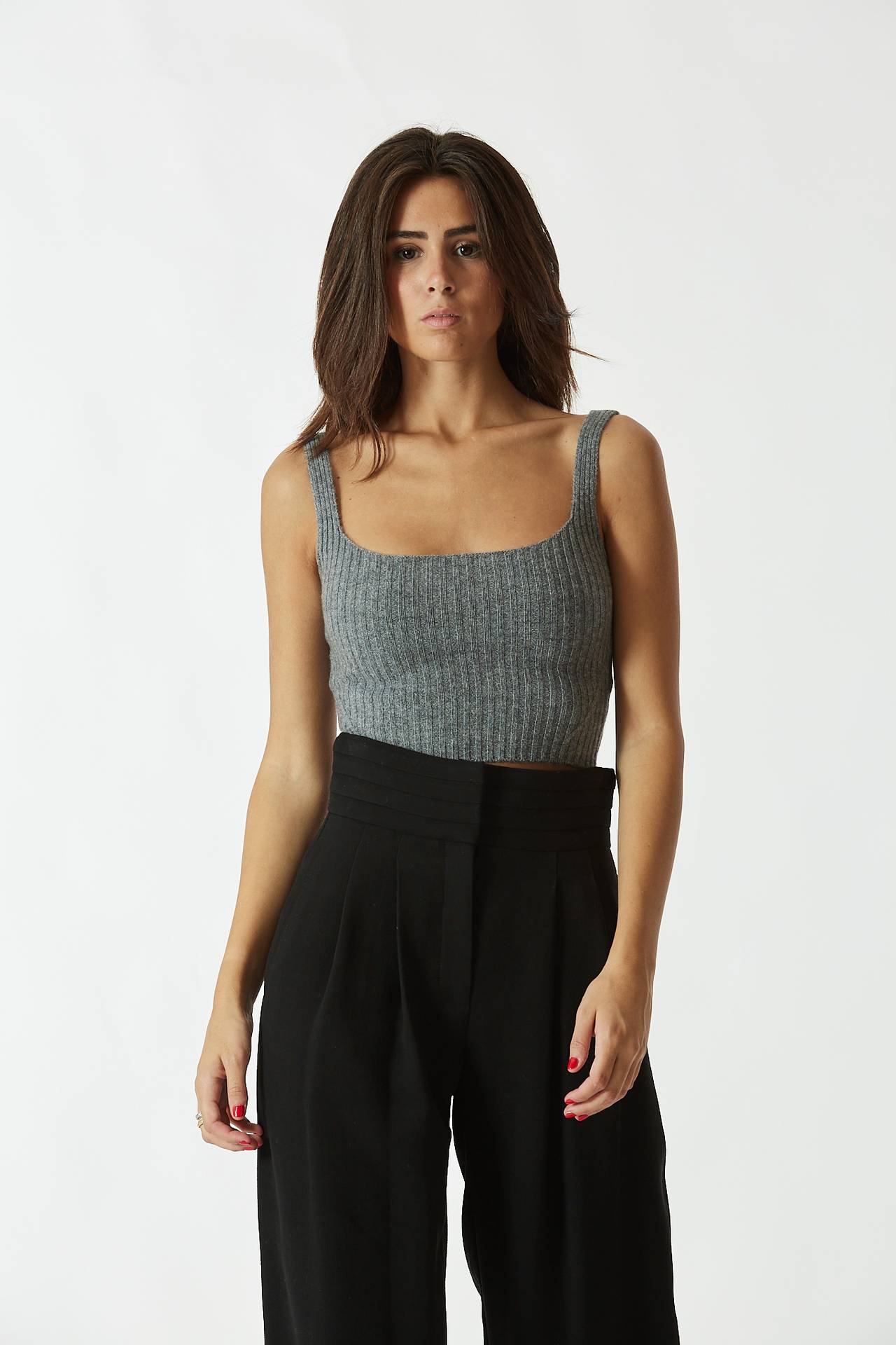 Top in maglia grigio