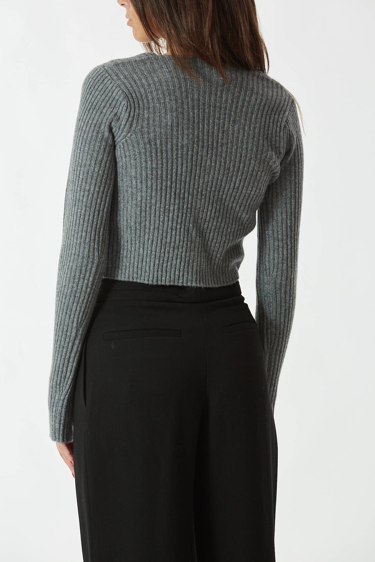 Cardigan crop grigio