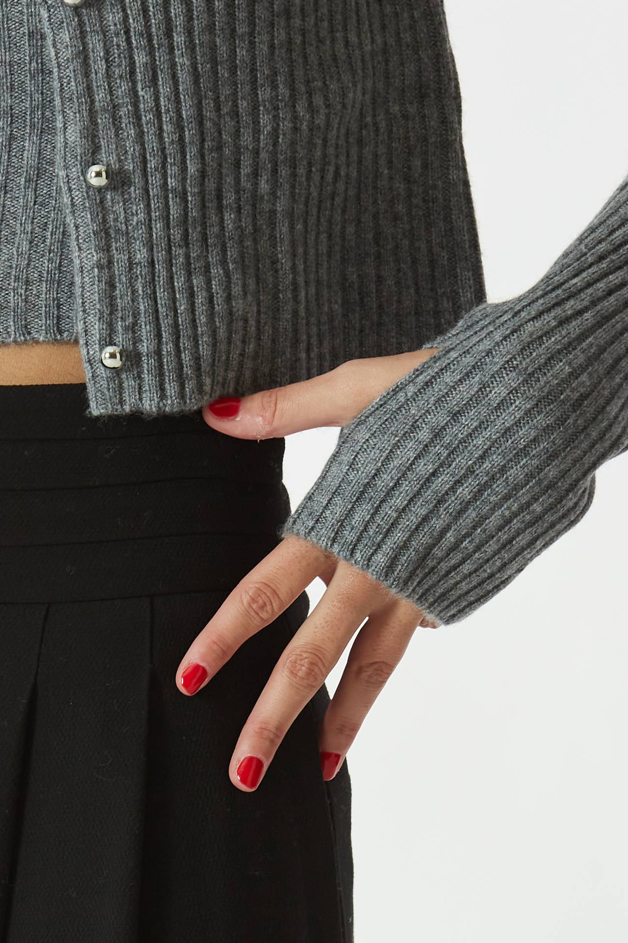 Cardigan crop grigio