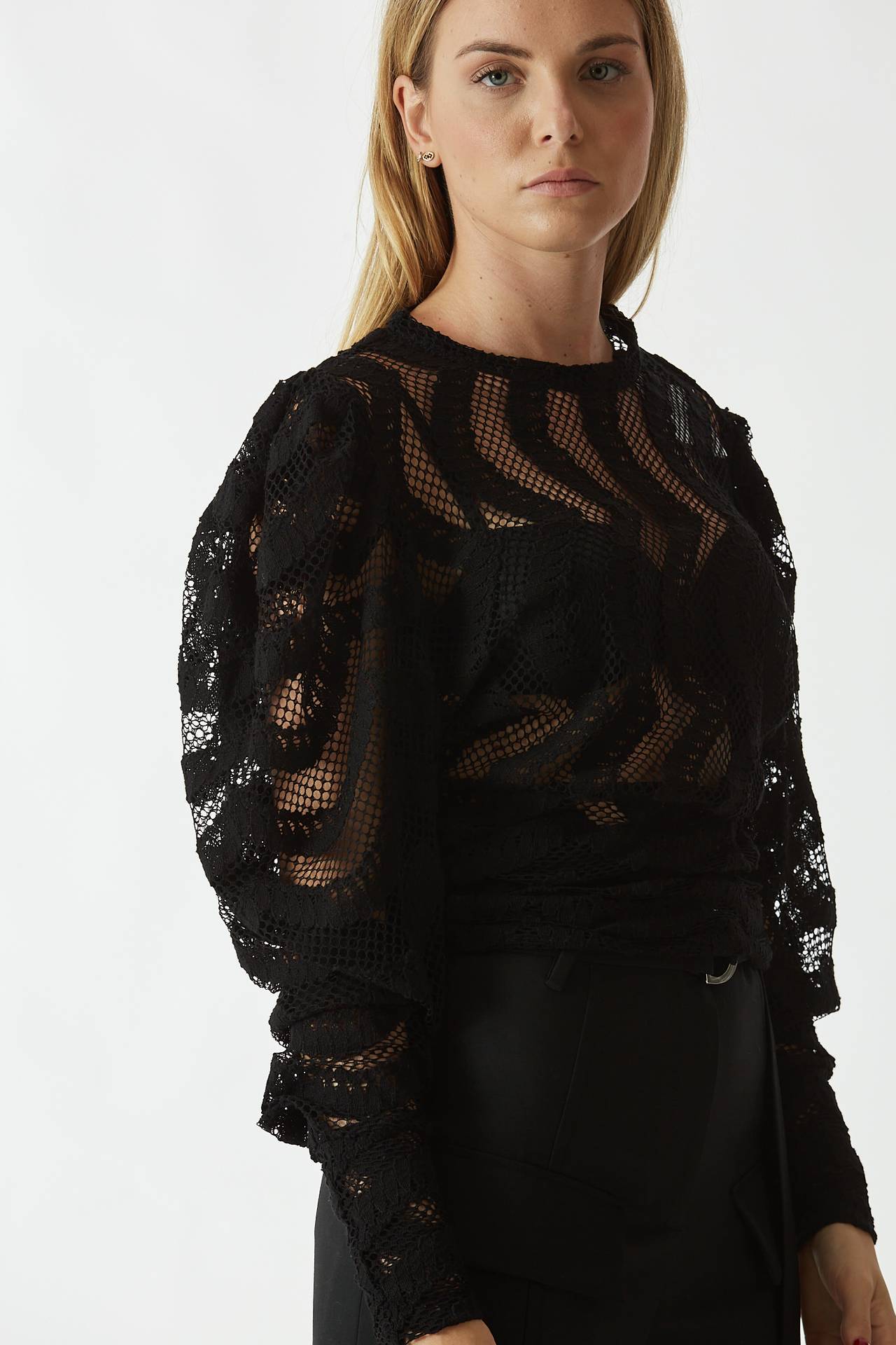 Camicia in pizzo nera
