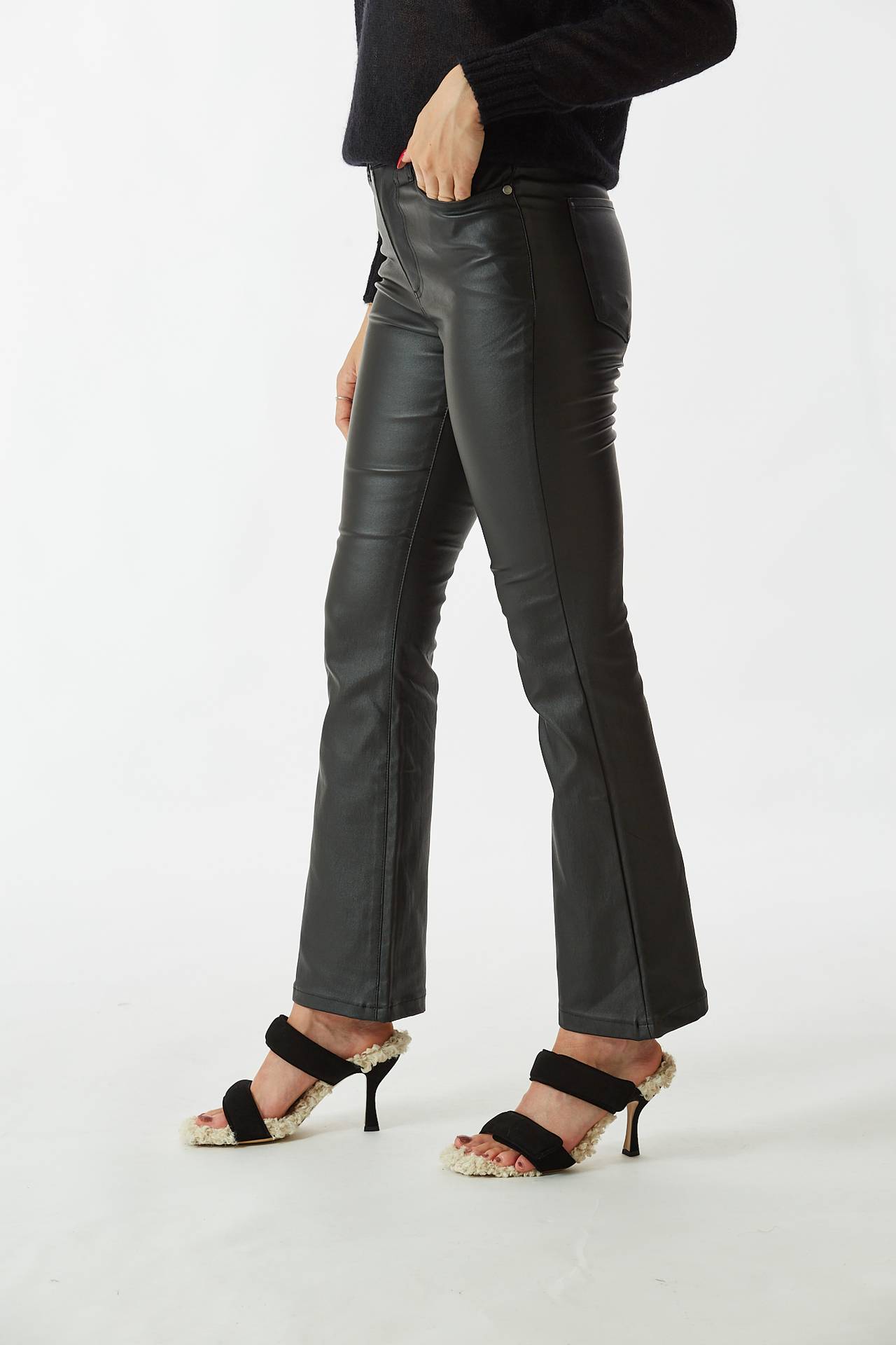 Pantalone ecopelle nero