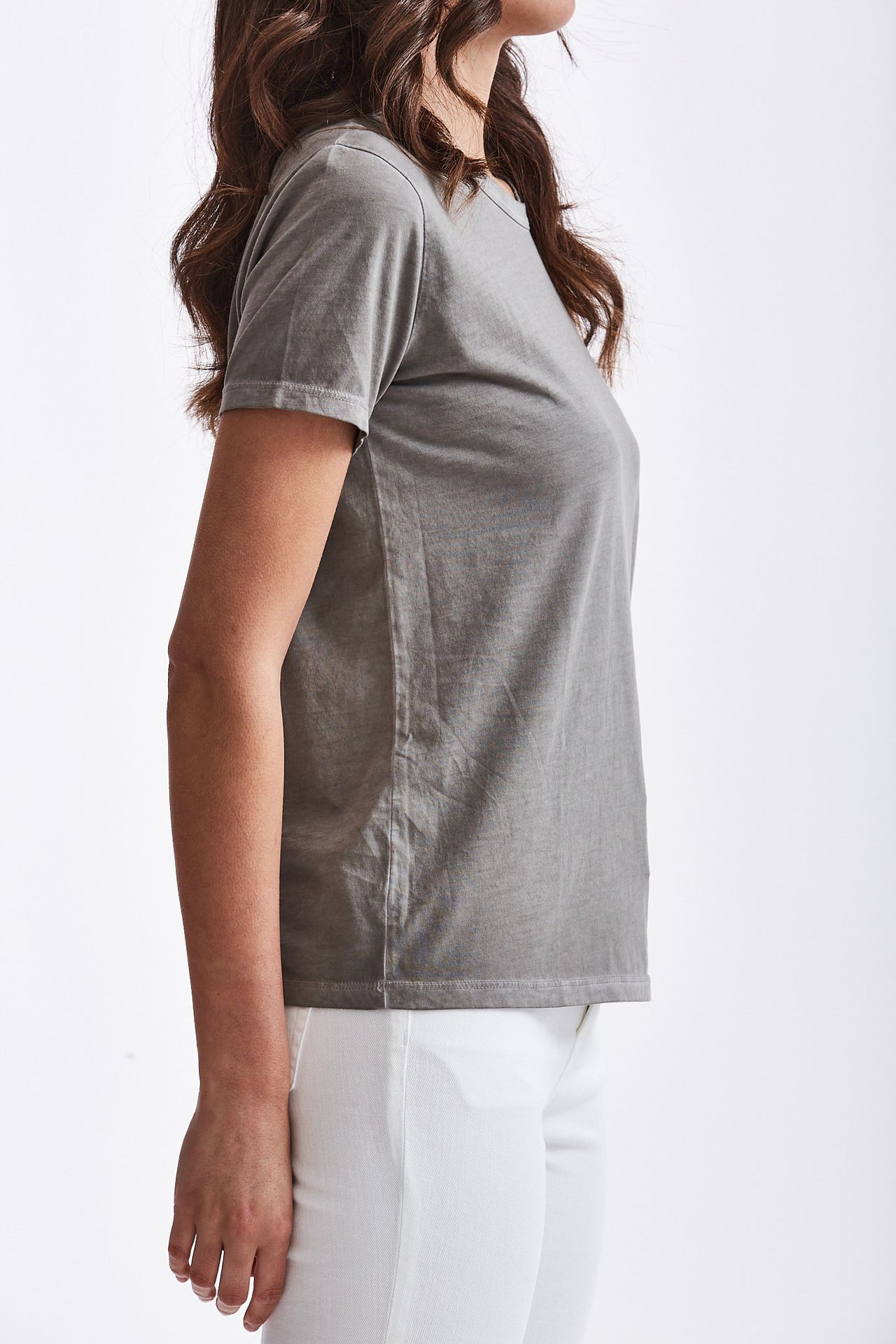 T-shirt MARIBEL WASHED in cotone grigio