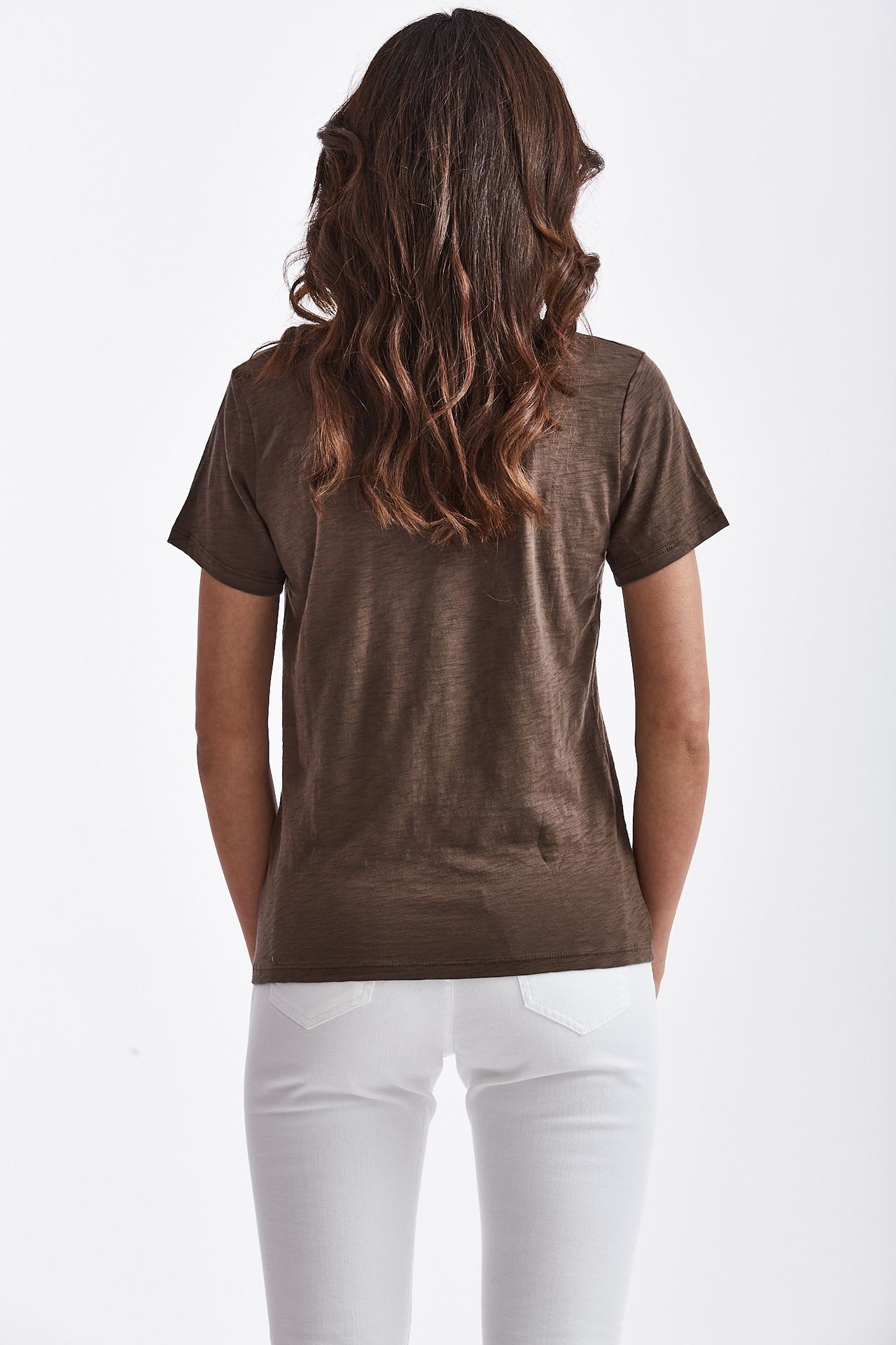 T-shirt ROMY FIAMMATA in cotone marrone