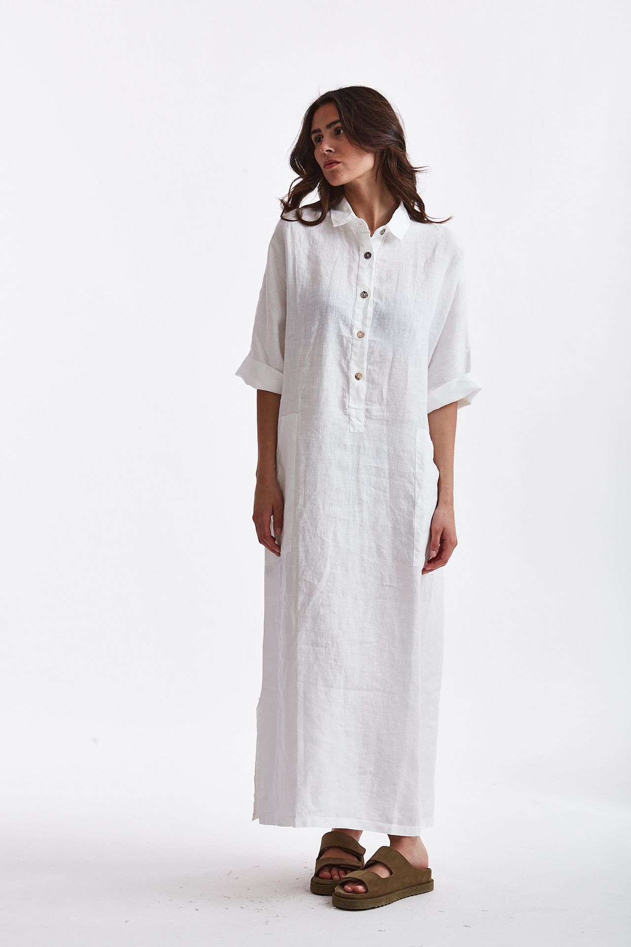 Abito lino bianco discount