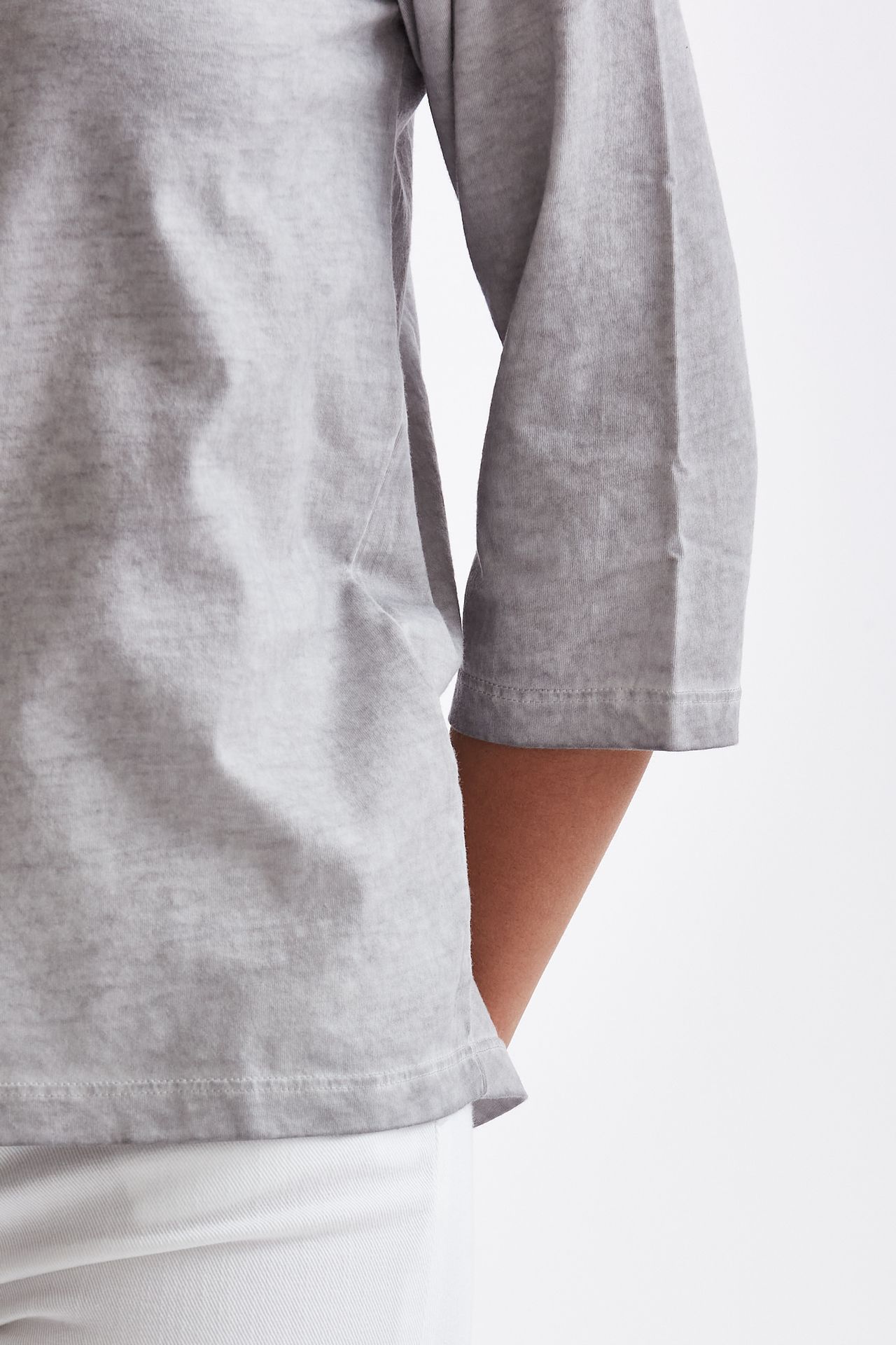 T-shirt serafino in cotone grigio